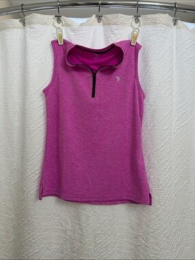 Sleeveless Zip-Neck Tank in Bright Pink
